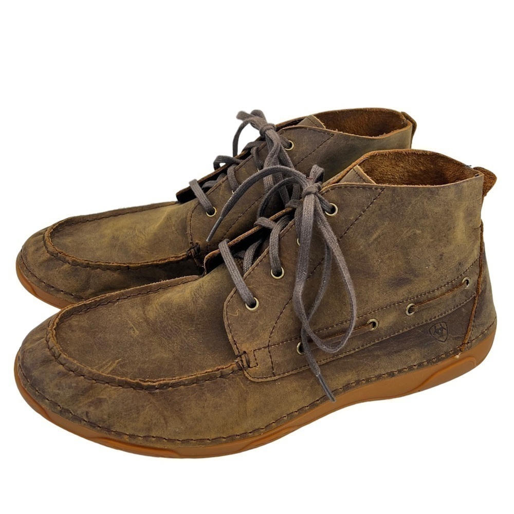 Ariat Holbrook Men’s Brown Leather Laced Up Chukka Boots - Picture 4 of 16